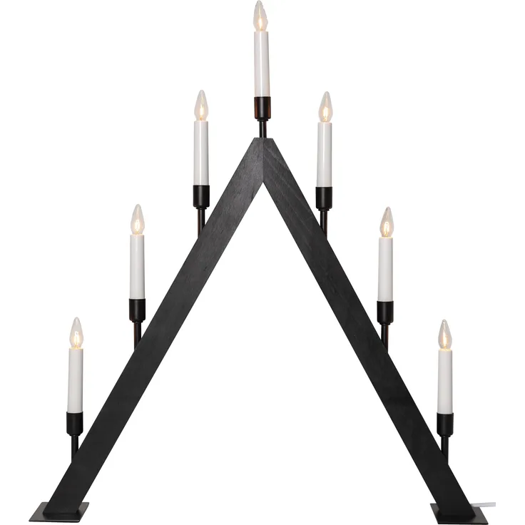 Lichterbogen ,Vind', 7-flammig, Holz, schwarz gebeizt