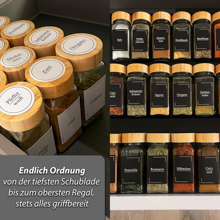VonBueren Gewürzstreuer VonBueren Gewürzgläser eckig leer Bambusdeckel mit Streueinsatz, (24-tlg) – Bild 6