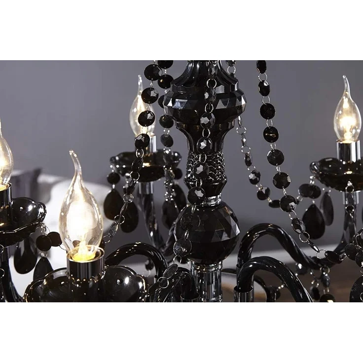 riess-ambiente Kronleuchter BLACK CRYSTAL 55cm schwarz, ohne Leuchtmittel, Hängelampe · Wohnzimmer · Acryl · Schlafzimmer · Barock Design – Bild 4