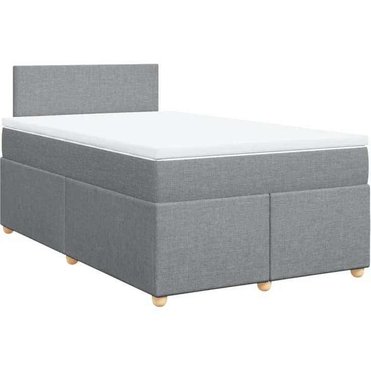vidaXL Boxspringbett mit Matratze Hellgrau 120x200 cm Stoff 3288940 – Bild 3