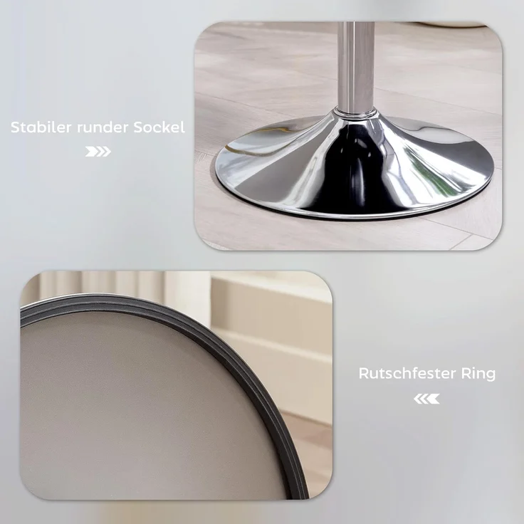 HOMCOM Barhocker mit Metallgestell, Cordoptik, Fußstütze (höhenverstellbar Küchenstuhl, 1 St, gepolstert 360° drehbar Barstuhl), für Küche, Wohnzimmer, Esszimmer Weiß – Bild 7