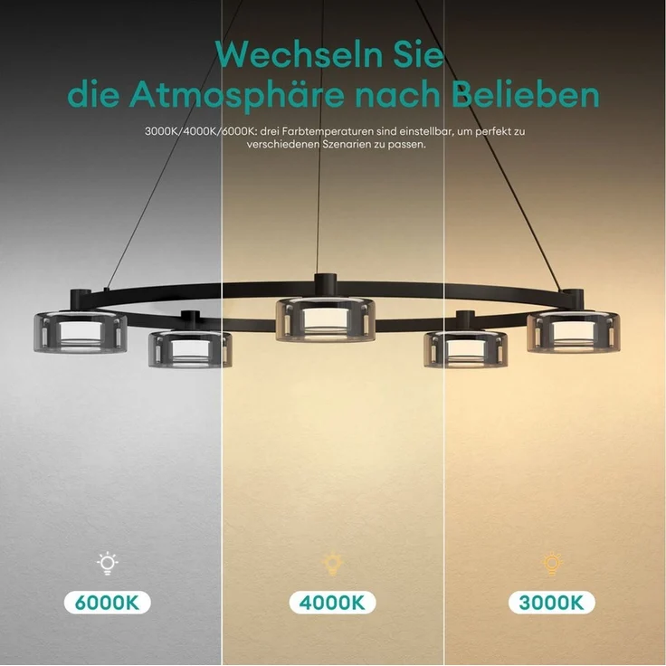 Mai & Mai LED Pendelleuchte LED Hängelampe Verstellbares Kabel Hängeleuchte Alivetta7915 – Bild 2