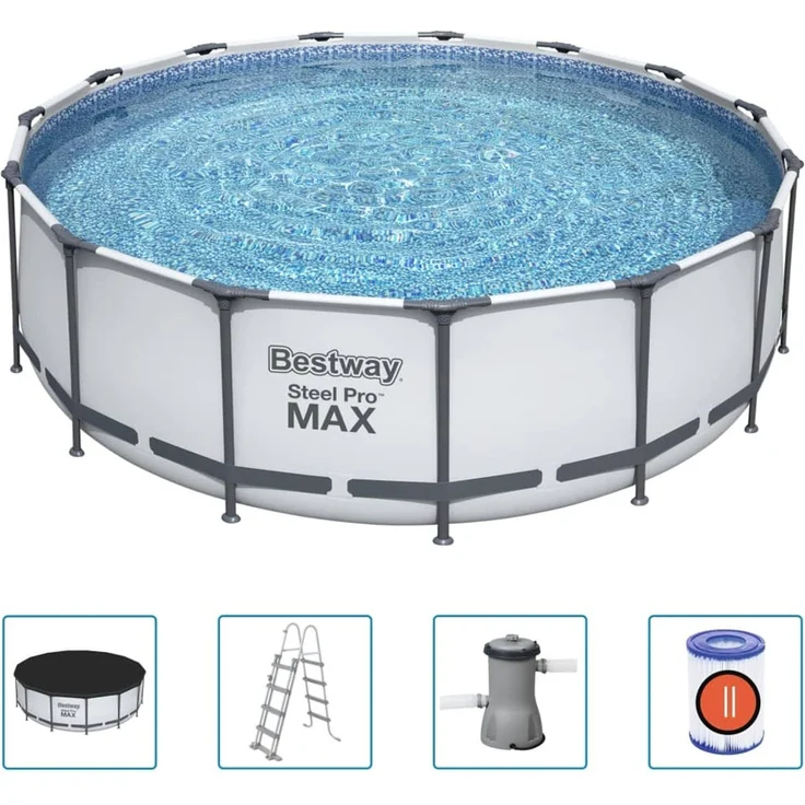 Bestway Steel Pro MAX Rahmenpool Komplettset Rund, 
Ø 450 x 122 cm – Bild 2