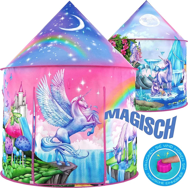 W&O Unicorn Play Tent with Magical Unicorn Sounds, Unicorn Toys for Girls, Unicorn Gifts for Girls, Play Tents, Pop Up Tents for Kids, Kids Tent Indoor & Outdoor, Tent for Kids, Kids Play Tent – Bild 1