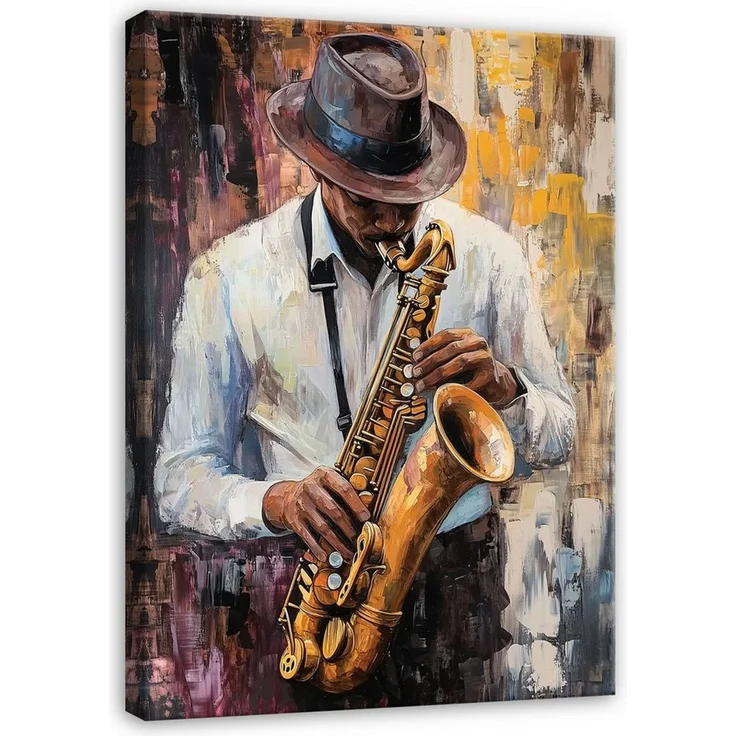 Wallarena Leinwandbild Mann Muzyk - Braun - Modern - Hochformat - Wohnzimmer, Musik, 30 x 40 x 2 cm – Bild 2