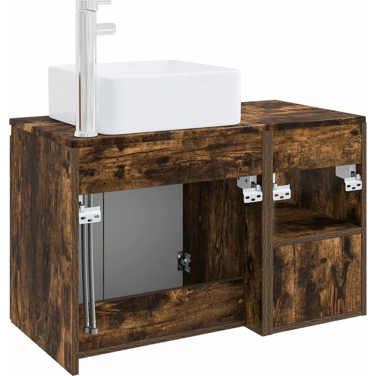 vidaXL Badezimmerschrank-Set 2 stk. Geräucherte Eiche 3404049 – Bild 6