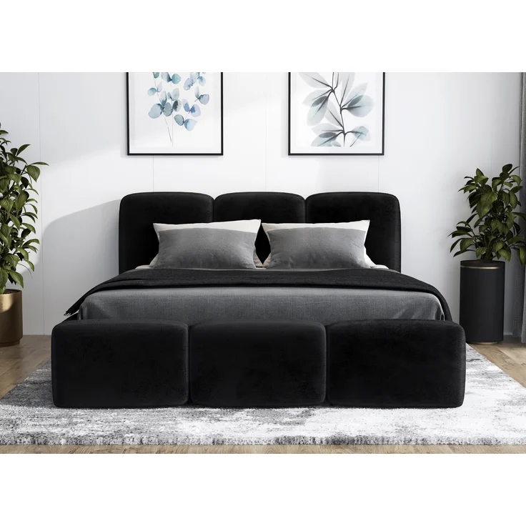 Polsterbett STAR 90x200 mit Matratze, Bettkasten und Lattenrost. Farbe: Schwarz 20 – Bild 2