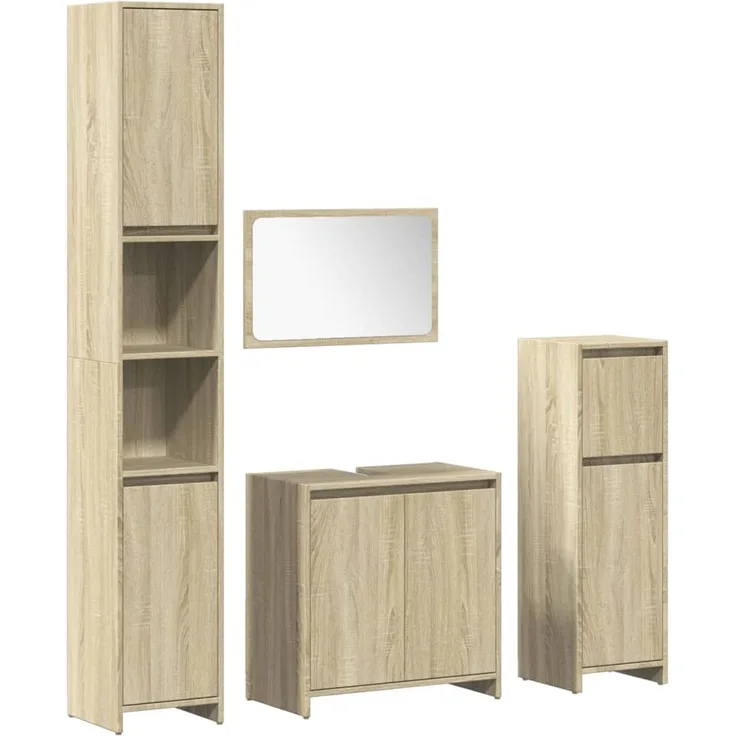 vidaXL 4-tlg. Badmöbel-Set Sonoma-Eiche Holzwerkstoff 3324969