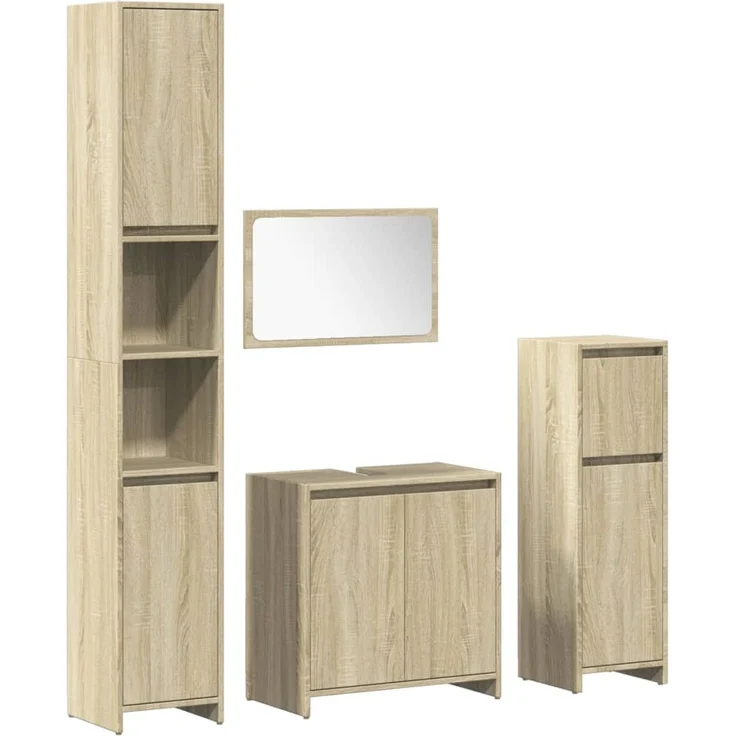 vidaXL 4-tlg. Badmöbel-Set Sonoma-Eiche Holzwerkstoff 3324969 – Bild 1