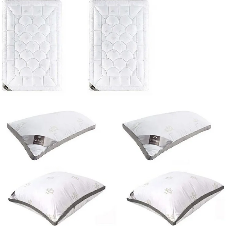 SEI Design Einziehdecke SWAN 3D-SET X-Large 2x Bettdecke 135x200 Winter -+ Kopfkissen 2x40x80, Vegane Alternative zu Daunen
