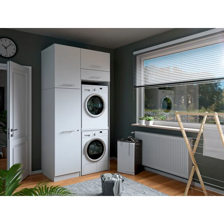 Laundreezy Mehrzweckschrank-Set Laundreezy, 4-tlg. Mehrzweckschrank-Set B/H/T 118/238/68 cm, (4-St), Breite 118 cm, Soft-Close-Funktion, höhenverstellbare Füße