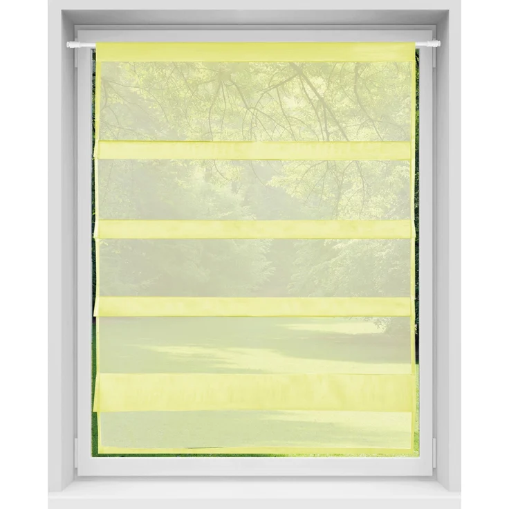 Transparente Bistrogardine Raffoptik mit Stangendurchzug in Voile, schlicht und modern in vielen verschiedenen Farben erhältlich (80 x 110 cm / gelb - zitronengelb) – Bild 4