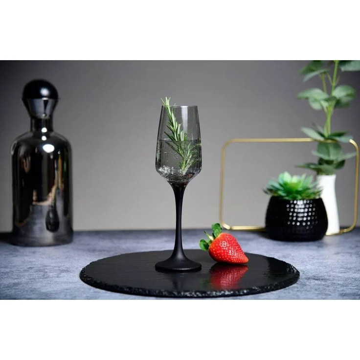 6 Sektgläser 210ml mit schwarzem Stiel Champagner Sektkelche Sektglas Proseccogläser Prosecco – Bild 4