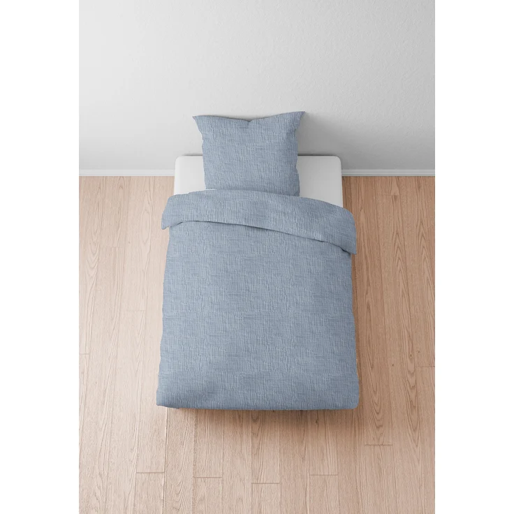 biberna Musselin Bettwäsche 0480500 UNI, taubenblau, 1x 135x200 cm + 1x 80x80 cm – Bild 4