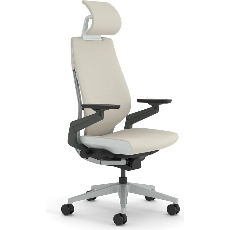Steelcase Gesture Ergonomischer Bürostuhl mit 360° Armlehnen, 3D-Live Back Lumbalstütze, anpassbarer Kopfstütze Beige – Bild 1