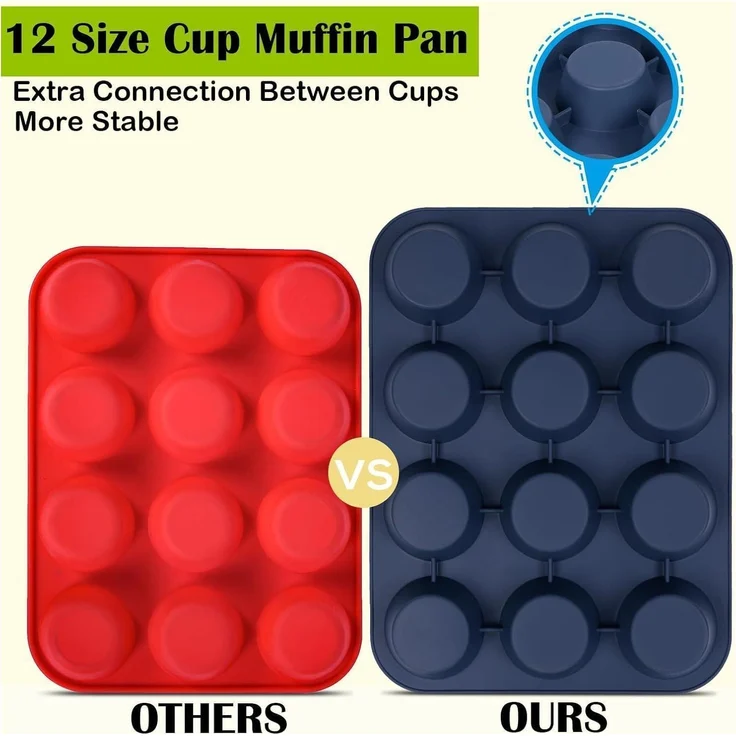 Silikon Muffinform Antihaft Backblech für Muffins Cupcakes Kuchen 33 x 25 x 3 cm – Bild 3