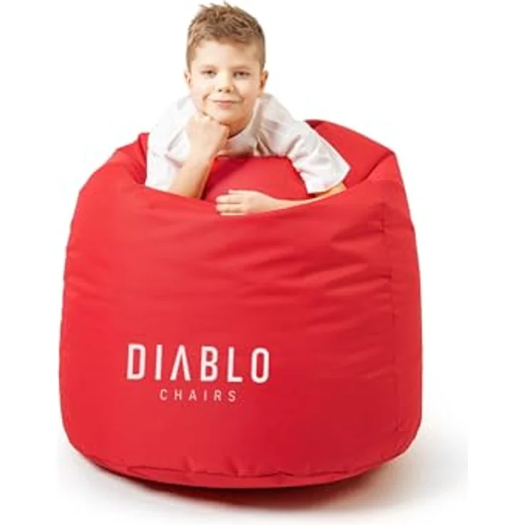 Diablo Kinder-Pouf, Craft Edition, ergonomischer Sitz, mit Granulatfüllung, strapazierfähiges Cordura, wasserdicht, leicht und kompakt, Spielmuster, Maße 80 x 110 x 80 cm, Rot – Bild 3
