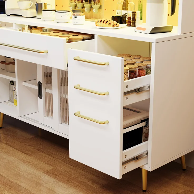 MODFU Hochschrank Esszimmerschrank mit Schublade (Aufbewahrungsschrank mit Lochwand, 1-St, 145×39×171cm) – Bild 10
