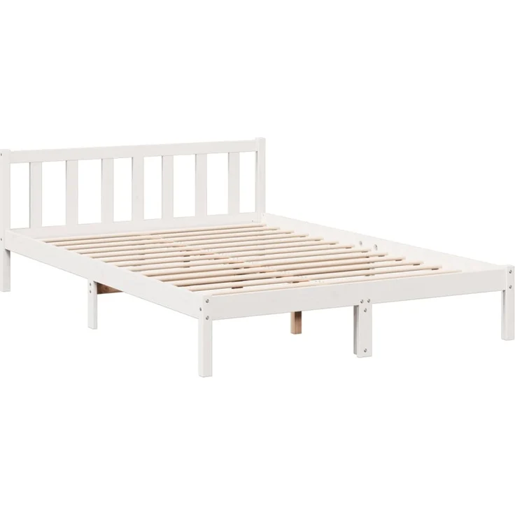 vidaXL Massivholzbett Extra Lang ohne Matratze Weiß 140x210 Kieferholz 852435 – Bild 3