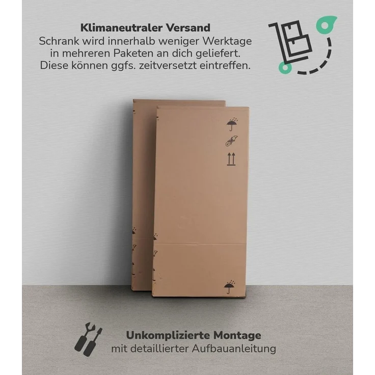 mokebo Kleiderschrank Der Grenzenlose (2- Türig mit Fächern) Garderobenschrank, Schlafzimmerschrank oder Schrank klein in Weiß – Bild 3