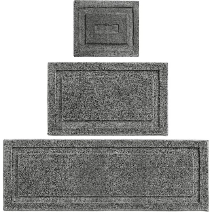 mDesign Badteppich Badläufer Duschvorleger 3er-Set Mikrofaser rutschfest Grau – Bild 1