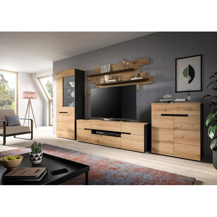 Vitrine (B/H/T: 190x80x37 cm) in Artisan Nachbildung – Bild 5