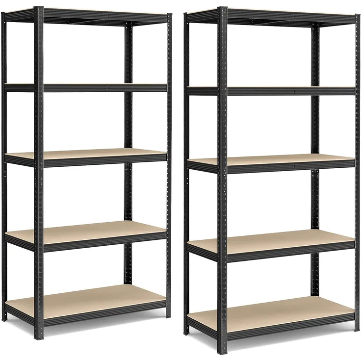 SONGMICS Schwerlastregal, 2er Set, Kellerregal, Lagerregal, 50 x 100 x 200 cm, Regal mit Stahlgestell, jeweils bis 600 kg belastbar, 5 verstellbare Ablagen, schwarz GLR050B02