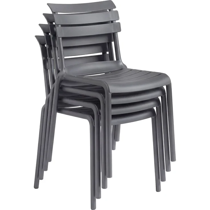 Gartenmöbel-Set KLARA mit 4 Stühlen - 190x190x82cm, Kunststoff, Dunkelgrau | Balkonset Gartenset Tisch mit Stühlen Bistroset Outdoor – Bild 6