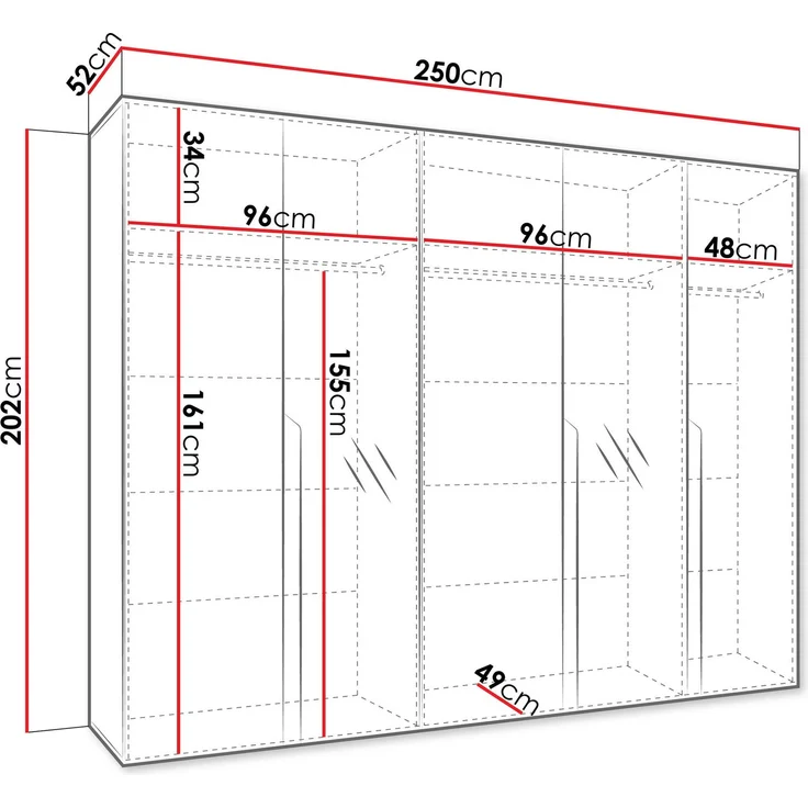 Kleiderschrank Veluna II 250 (Farbe: Cashmere / Cashmere + Gold) – Bild 5