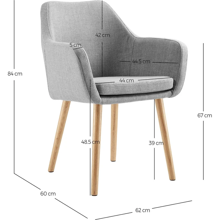 SalesFever Armlehnstuhl aus Strukturstoff – Massivholz-Eichenbeine, skandinavisches Design – Bild 8