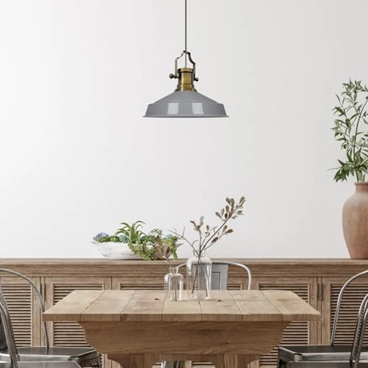 bamyum Asletl Hängelampe Industrial Ø41 cm, Metall Pendelleuchte E27 für Küche und Wohnzimmer, Vintage Grau, einstellbare Höhe – Bild 5