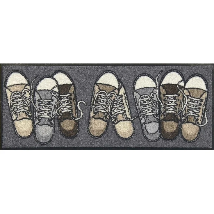 Salonloewe Fußmatte Fußabtreter klein 30x75 Sneakers grau, Läufer Mini, Höhe: 300 mm – Bild 1