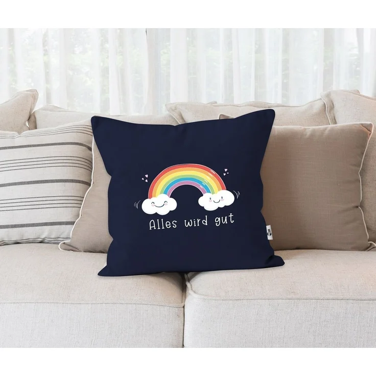 MoonWorks Dekokissen Kissen-Bezug Regenbogen Alles wird gut Mutmacher Geschenk Trost Aufmunterung positiv denken durchhalten Moonworks® – Bild 2