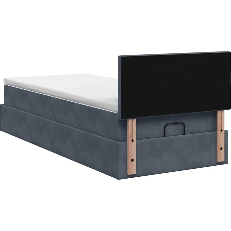 vidaXL Ottoman-Bett mit Matratze und LED Dunkelgrau 100 x 200 cm Samt 3457192 – Bild 10