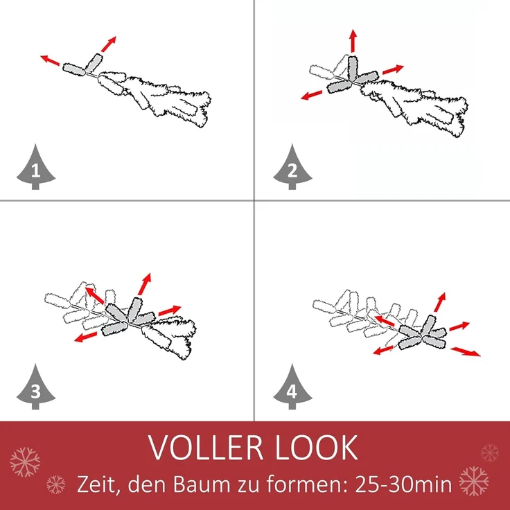 HOMCOM Künstlicher Weihnachtsbaum 180 cm, 724 Zweige, Kieferbaum, realistisches Aussehen, Grün – Bild 4