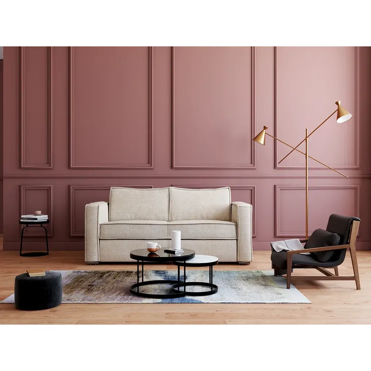 Vente-unique - LORETO Sofa SamtStoff Beige - B 95 cm x H 90 cm x L 195 cm