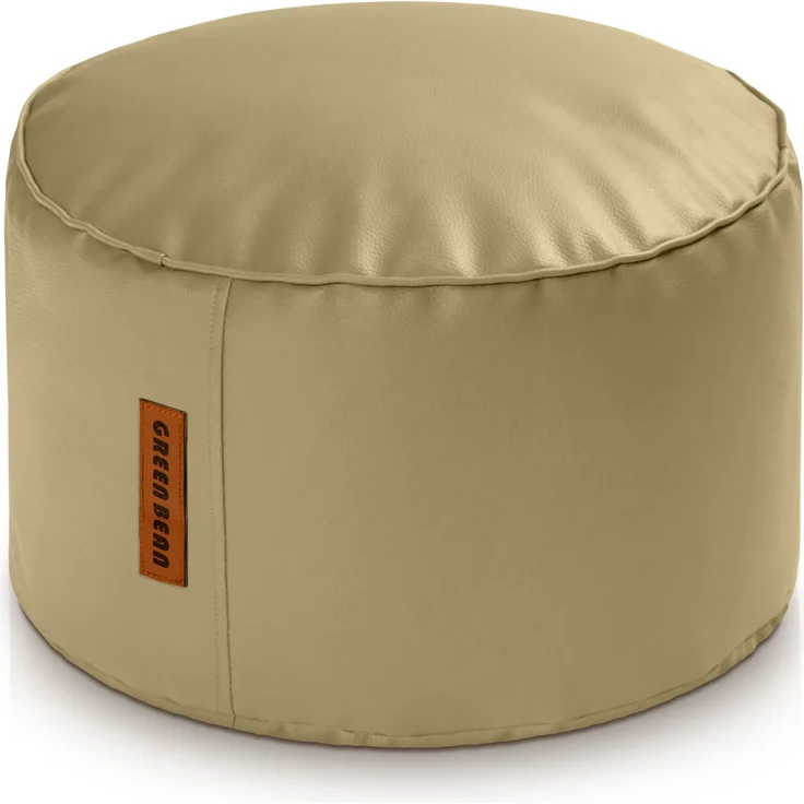 Green Bean® Sitzhocker aus Kunstleder - Pouf mit EPS Perlen Füllung - 43 x 30 cm - perfekte Ergänzung zum Sitzsack - helles Kamel – Bild 1