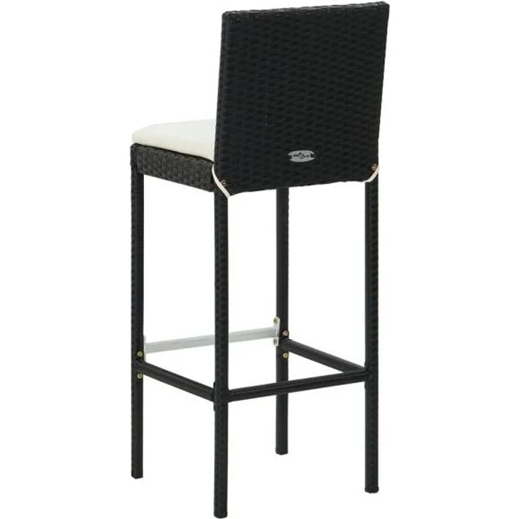 vidaXL Garten-Barhocker mit Kissen 2 Stk. Schwarz Poly Rattan 313435 – Bild 6