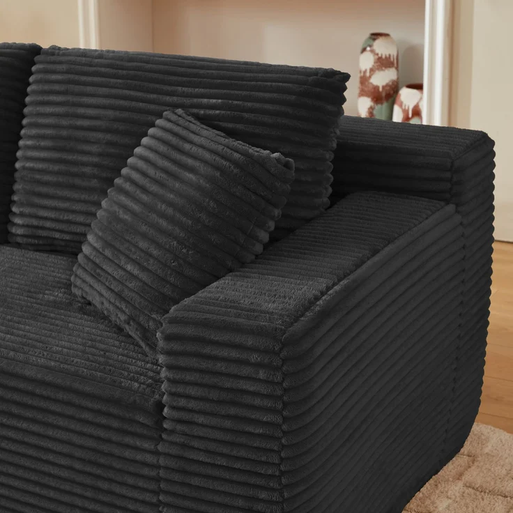 Sofa Schwarz, modulares L-Design mit Memory-Schaum und atmungsaktivem Bezug,65x252.5x163 cm – Bild 7