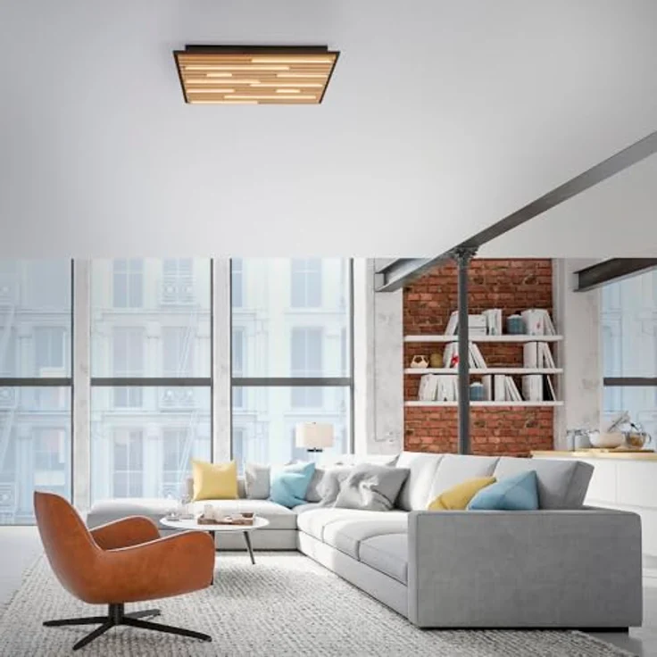 Paul Neuhaus LED Deckenleuchte Akustik Paneel, Echtholzfurnier Eiche natur, SmartHome CCT Steuerung, dimmbar mit Fernbedienung, 62cm quadratisch – Bild 2