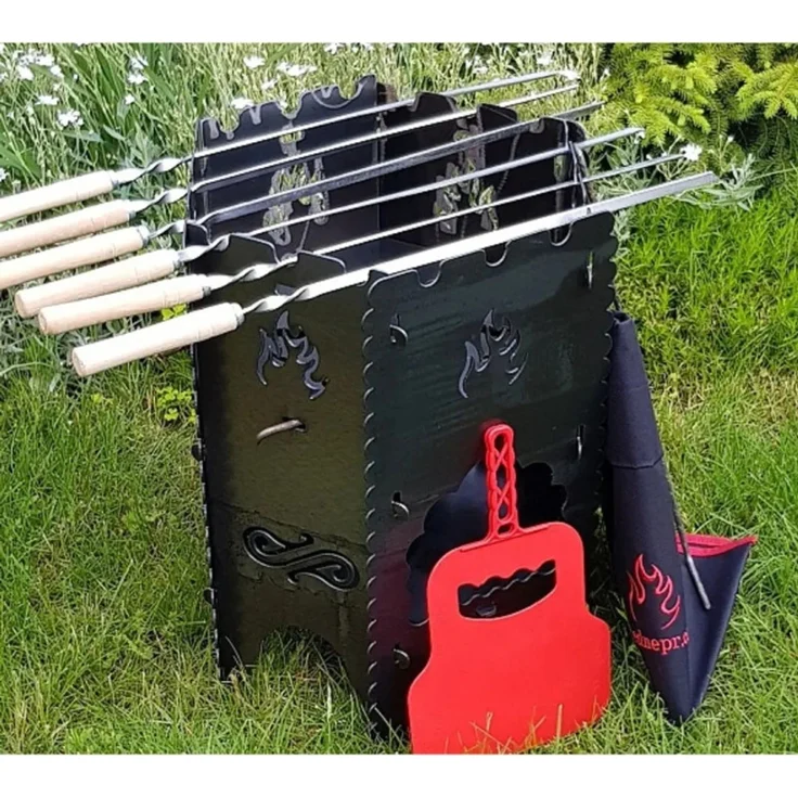 Klappbarer Mangal-Outdoor-Ofen Campinggrill 2 mm Stahl 4-teilig – Bild 2