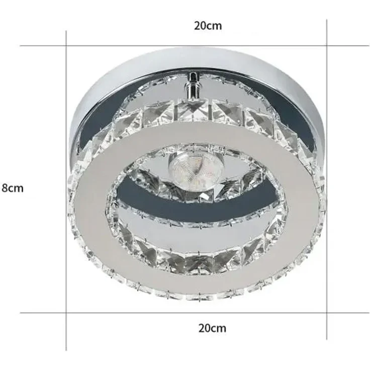 DELIPOP – LED – Deckenleuchte, 12 W, dimmbar, Kristalllüsterringe für Schlafzimmer, Esszimmer, Küche, Flur, Größe: 20 x 20 x 6 cm, Energieklasse E – Weiß – 20x20x6cm – Bild 3