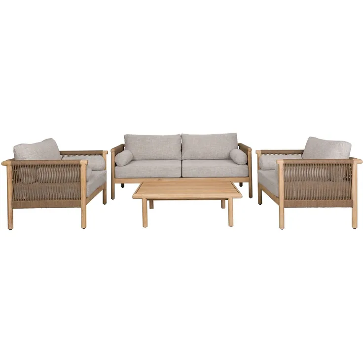 DutchBone Gartenmöbel-Set Oasis mit Sofa, Loungesesseln & Tisch, Akazienholz Beige 190x84x84,5 cm