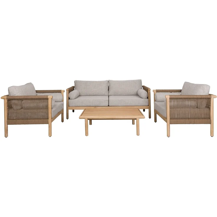 DutchBone Gartenmöbel-Set Oasis mit Sofa, Loungesesseln & Tisch, Akazienholz Beige 190x84x84,5 cm – Bild 1
