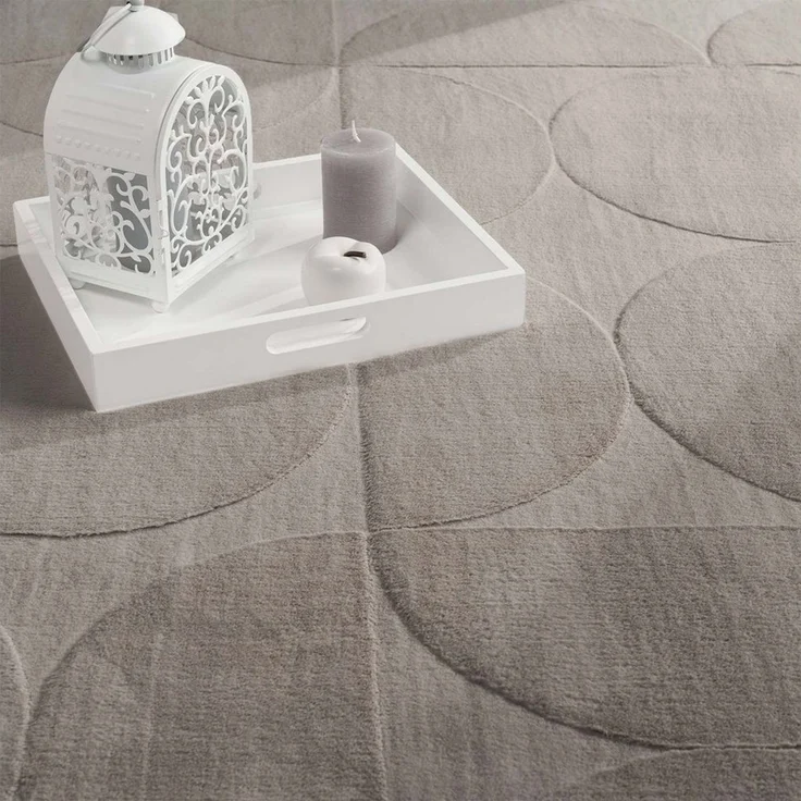TaraCarpet Teppich Taipe-Rotatoria Hasenfell extra weich Hoch-Tief-Struktur, rechteckig, Höhe: 13 mm, Hasenfell Kreise grau Wohnzimmer Schlafzimmer Esszimmer 60X110 – Bild 2