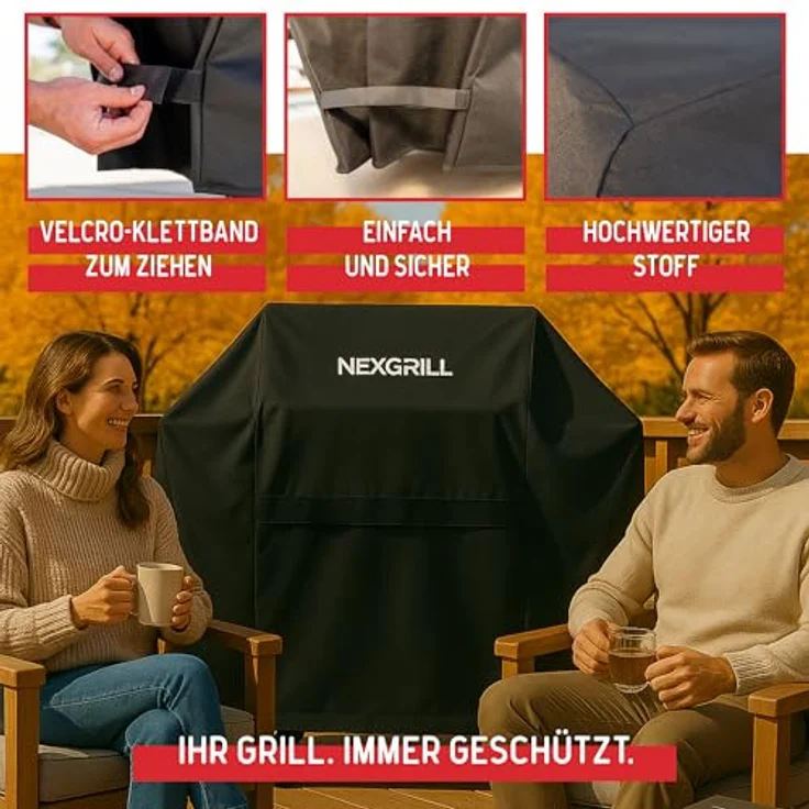 nexgrill Grillabdeckhaube Universal Grillabdeckung 178cm, 165cm, 150cm, Schutzhülle für Grill, schwarz, Grillabdeckung wetterfest – Bild 7