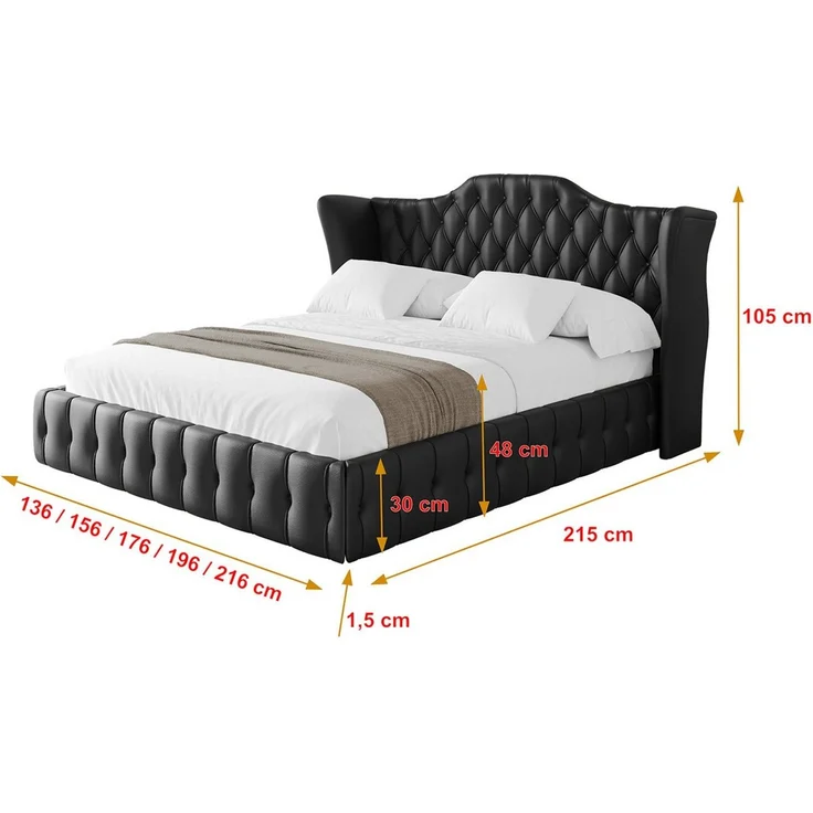 ALTDECOR Polsterbett MODY (Polsterbett mit Bettkasten und Lattenrost, Boxbett ohne Matratze), Doppelbett mit Stauraum, Bett mit Kopfteil – Bild 4