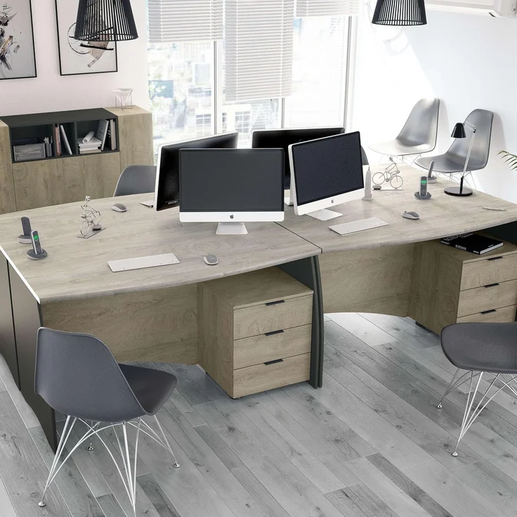 Habitdesign Estil, Bürotisch mit 3 Schubladen, Finish in Anthrazit und Eiche Alaska, Maße: 136 cm (B) x 67 cm (T) x 74 cm (H) – Bild 8
