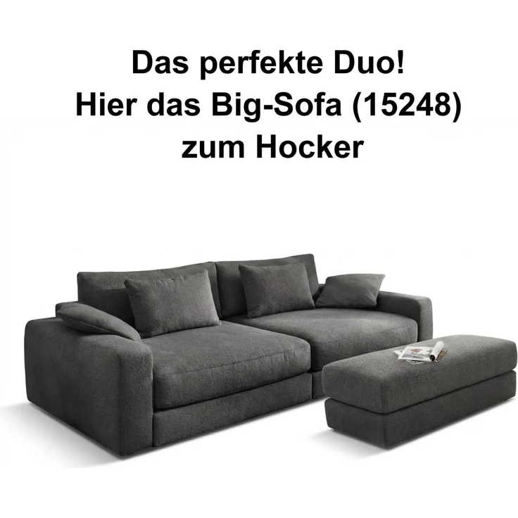 Polsterhocker 124x60 cm Federkern Sitzbank Designerhocker Flachgewebe Dunkelgrau – Bild 7