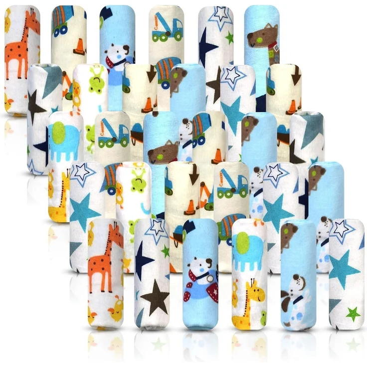 Baby-Flanell-Waschlappen-Set 30er-Pack 100% Baumwolle Lustige Designs 17x25 cm – Bild 1